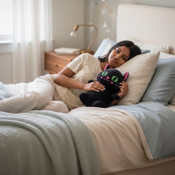 Charming Black Cat Plush with Green Eyes - Picture 10 of 10